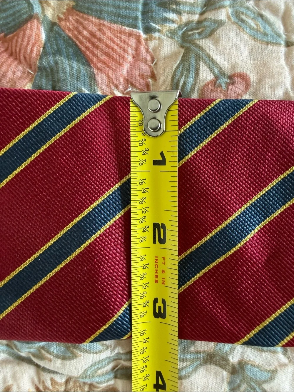 Brooks Brothers All Silk Repp Stripe Tie Red Navy Gold Made USA Irregular